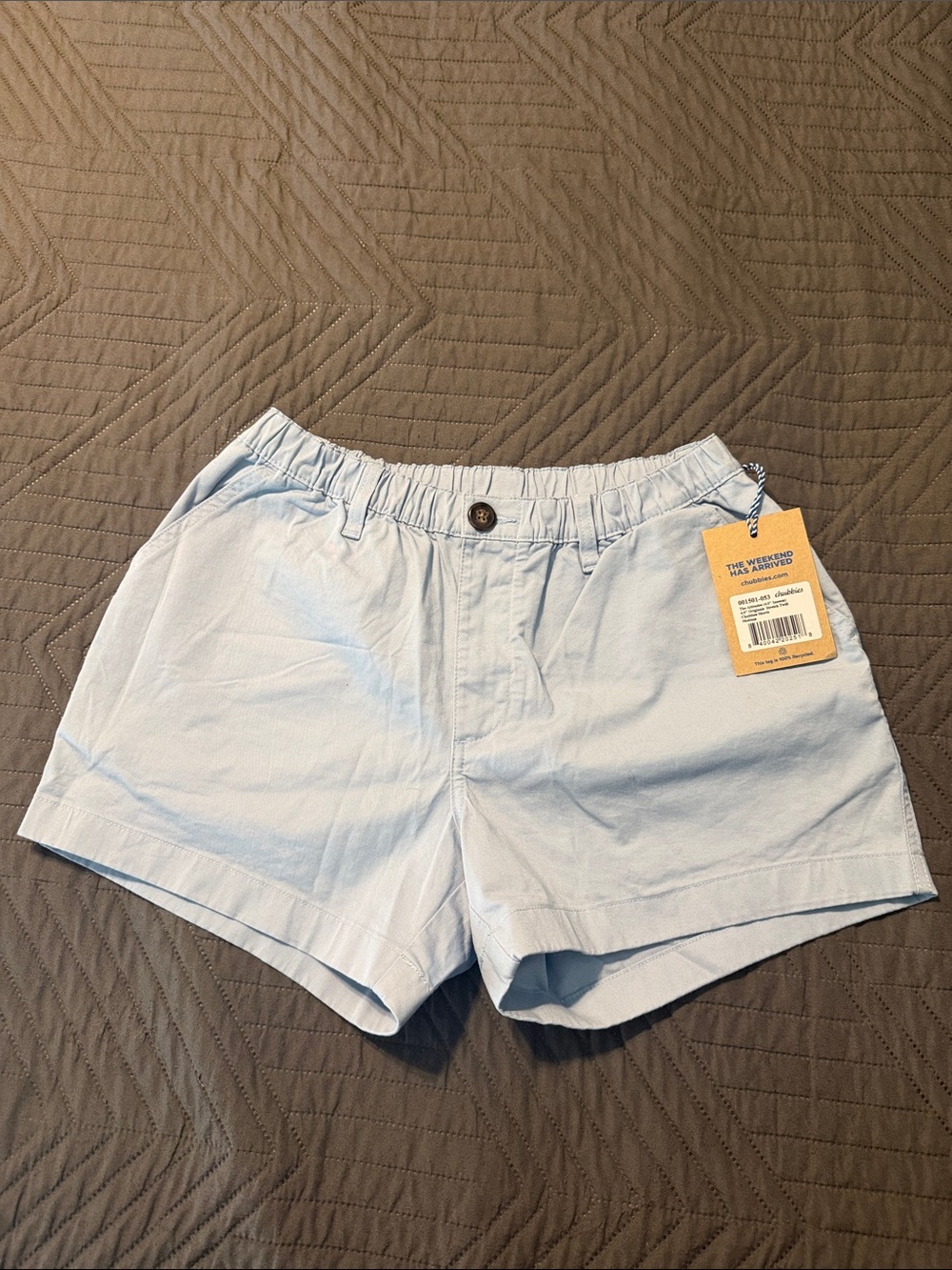 Men’s Chubbies Light Blue Elastic Waist Shorts 4”Inseam